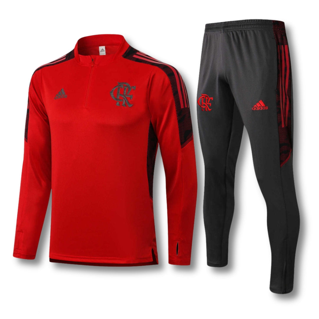 Conjunto Flamengo 21/22 Vermelho e Preto Com Ziper
