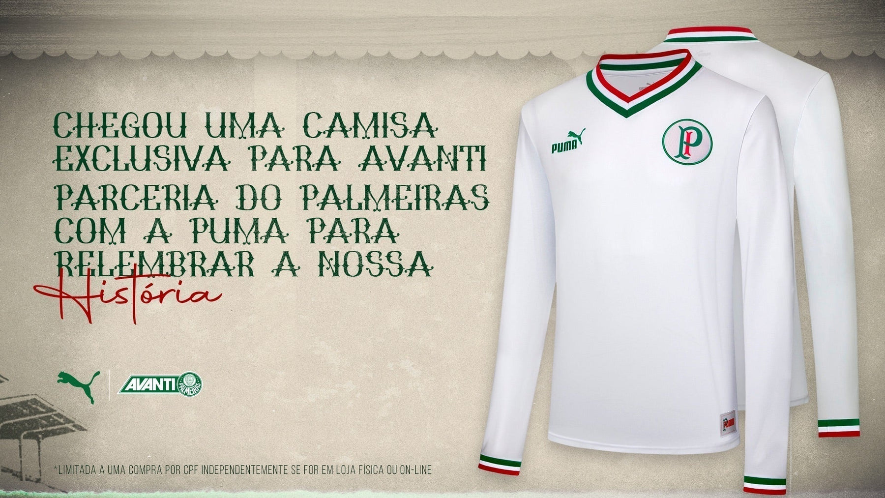 Camisa Manga Longa Palmeira 2022 Branca