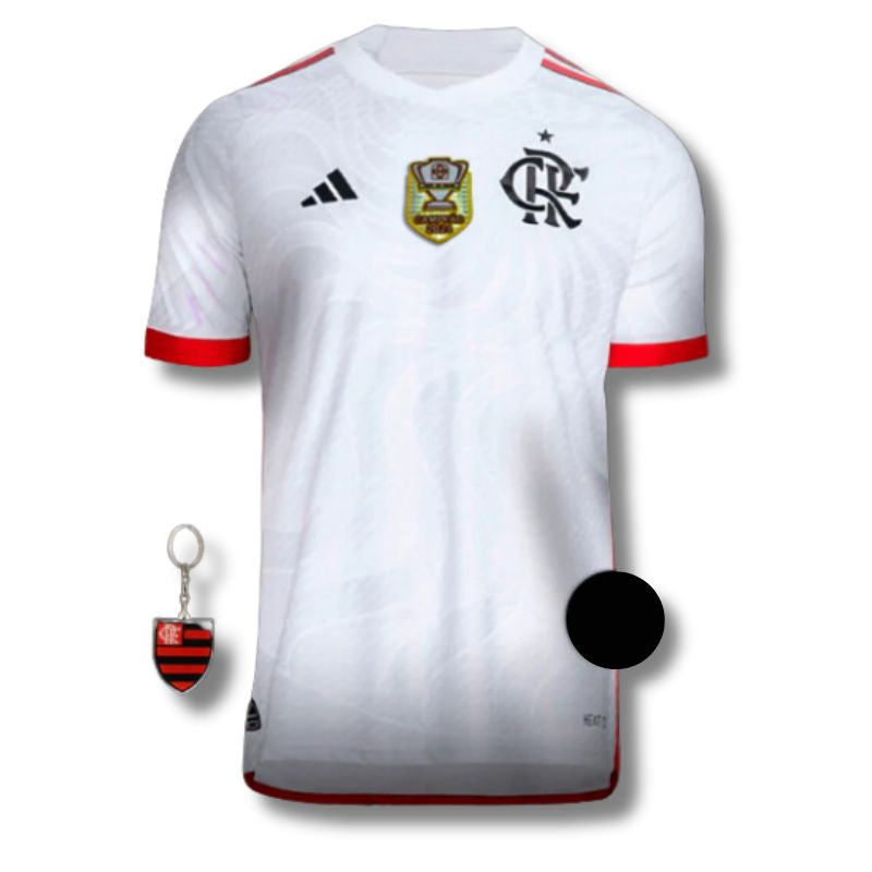 Camisa do Flamengo 24/25 Branca com Patch de campeão Copa do Brasil + Chaveiro Brinde