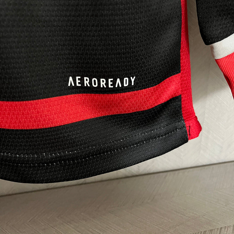 Kit Infantil Flamengo 24/25 Rubro Negro Manga Longa