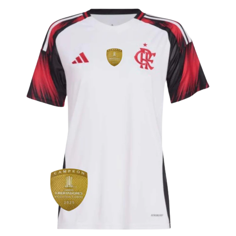 Camisa do Flamengo 2026 Feminina Branca com Patch campeão da Libertadores