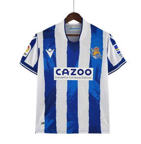 Camisa Real Sociedad I 22/23 Macron - Branco e Azul