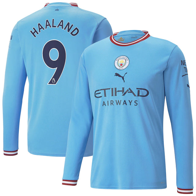 Camisa Manga Longa Manchester City 22/23 Puma [Haaland #9] - Azul