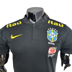 Camisa Brasil Polo Gola Baixa  Preta - Masculina