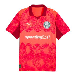 Camisa KIDSUPER X PALMEIRAS Torcedor Masculina VERMELHA com patrocínios