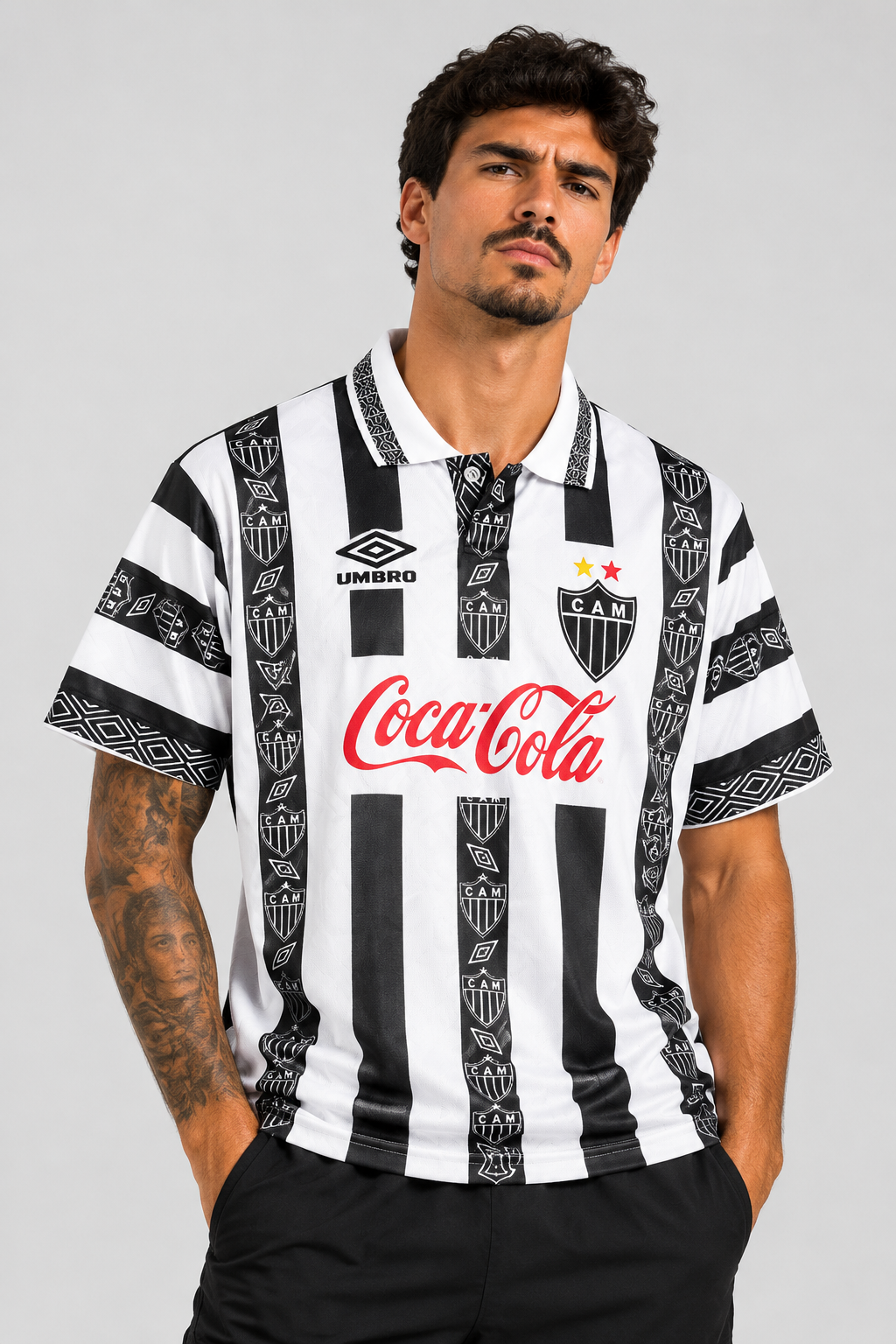 Camisa Atlético Mineiro Titular 1995 - Versão Retrô - Listrada