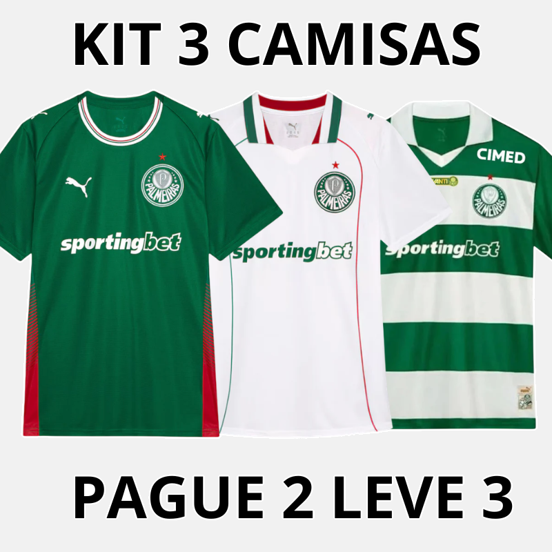 Kit 3 camisas do Palmeiras 26/27