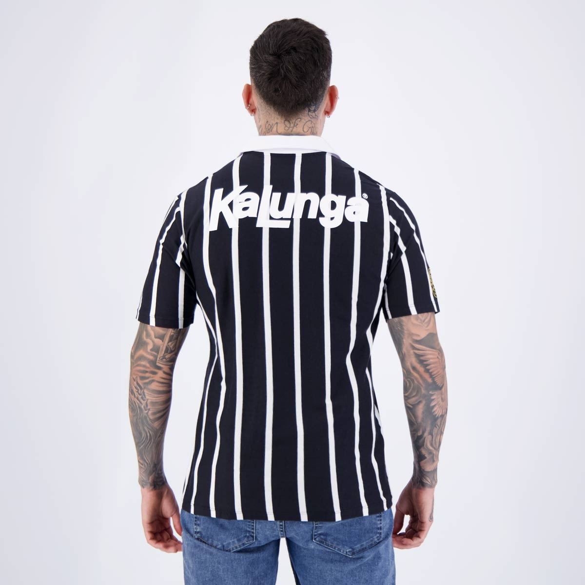 Polo Corinthians Retrô Kalunga Preta e Branca